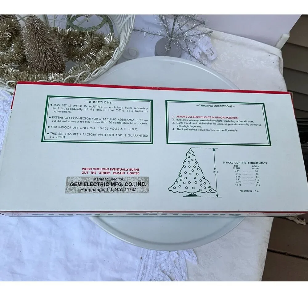 Vintage Christmas Bubble Lights with box 1970's Bubble Tree Lights